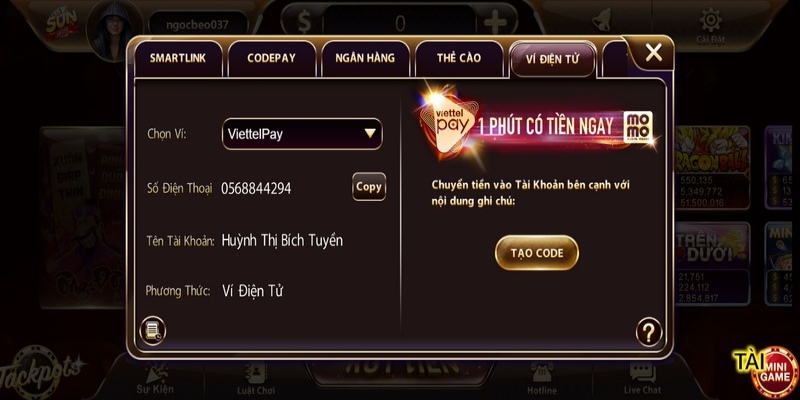 Nạp tiền Sunwin bằng ví điện tử an toàn và tiện ích